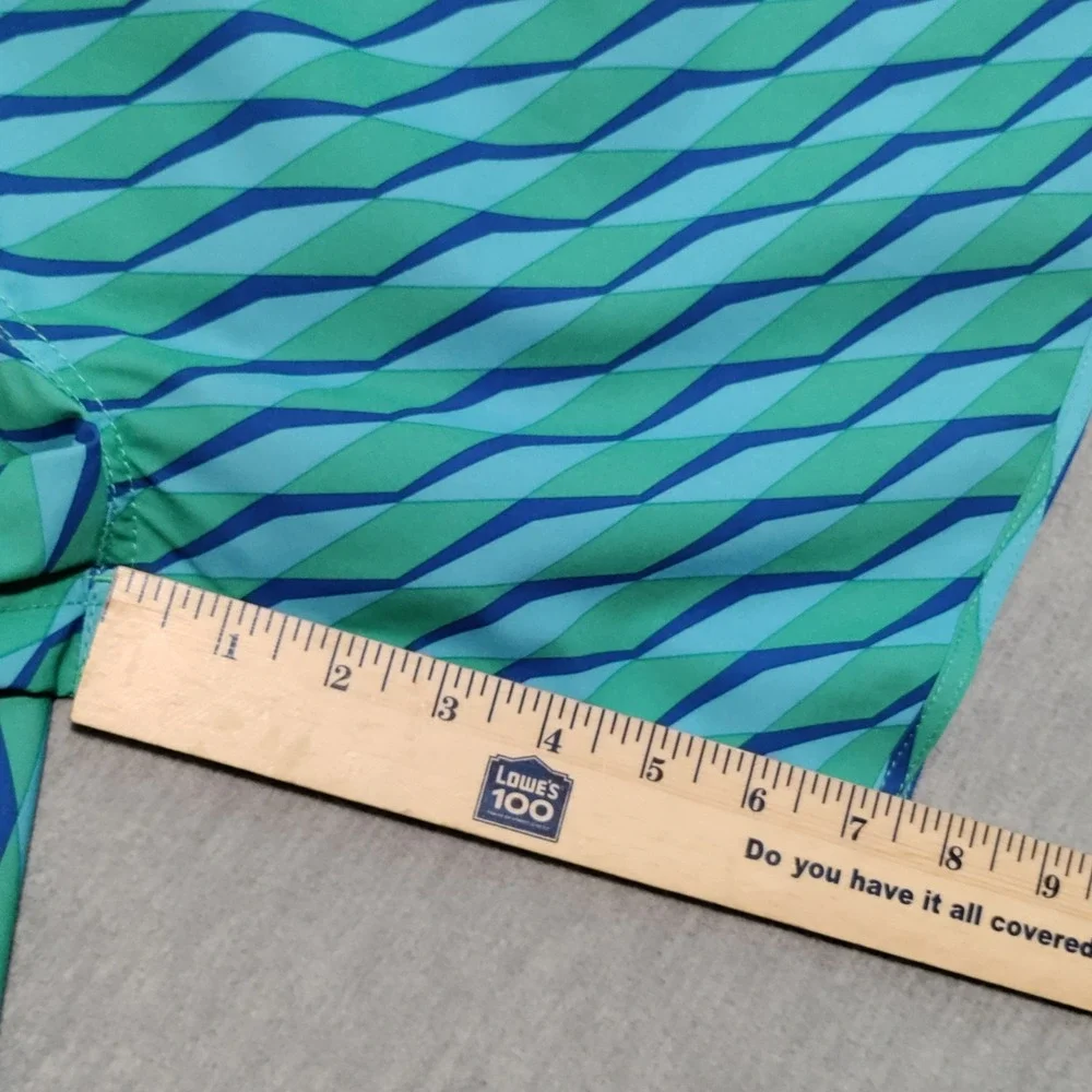 Fair Harbor Swim Trunks Mens XXL Geometric‎ Drawstring Lined Blue/Green